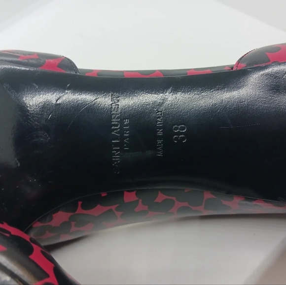 SAINT LAURENT red & black heart heels - Picture 8 of 11